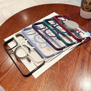 Solid Color Acrylic Magnetic Phone Case for iPhone 15 Pro Max 14 13 12 11 - Trendy