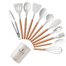 Load image into Gallery viewer, 12Pcs Silicone Utensils Set Non-Stick Cookware Spatula Shovel Egg Beaters Wooden Handle Kitchenware Home Kitchen Cooking Tools