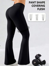 Load image into Gallery viewer, Women's Cross Waist Activewear Flare Leggings High Waisted V Cross Bootcut Flare Pants Tummy Control Yoga Activewear Trousers