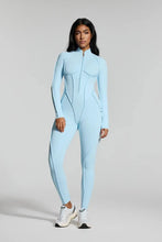 Load image into Gallery viewer, FUBEIKE Women's Yoga Set Fashion Sexy Slim Fit Long Sleeve Zipper Sports Gym Workout Legging Bodysuits Outdoor Activewear