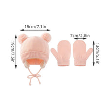 Load image into Gallery viewer, 2Pcs Baby Knit Gloves &amp; Hat Set - Solid Color - Beanie Cap with Ear Protection - Warm Winter