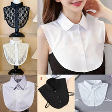 Load image into Gallery viewer, Women's Solid Colour Black White Vertical Small Flip Collar Versatile Shirt Jumper Jumper Fashion Lace False Collar Four Seasons