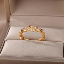 Load image into Gallery viewer, Stainless Steel Zircon Geometric Rings For Women Luxury Evil Eye Gold Color Adjustable Trendy Wedding Aesthetic Jewerly Gift