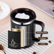 Load image into Gallery viewer, 500ml/17oz 304 Stainless Steel Water Bottle Double Layers Coffee Mug Milk Cup With Plastic Lid And Handle