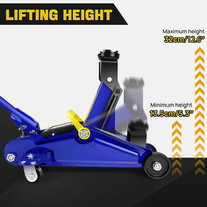 2 Ton Hydraulic Trolley Steel Jack – Flat Lifting Height 135-320 mm with 360° Wheels | Car Lifter Axle Stand for Workshop & Home