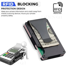 Load image into Gallery viewer, Minimalist Slim RFID Blocking Wallet For Men - Light Weight, Durable &amp; Compact- Aluminum Wallet With Money Clip (Black）