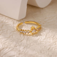 Load image into Gallery viewer, Stainless Steel Zircon Geometric Rings For Women Luxury Evil Eye Gold Color Adjustable Trendy Wedding Aesthetic Jewerly Gift
