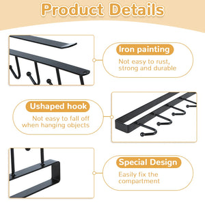 Iron 6-Hook Storage Shelf: Versatile Organizer for Kitchen and Wardrobe