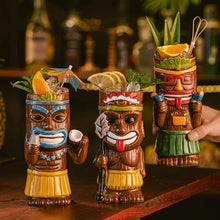 Load image into Gallery viewer, Hawaiian Style Brown Tiki Mug Creative Cocktail Mug Cup Zombie Ceramic Tiki Mug Drinkware Cup Mug For Tiki Bar Party
