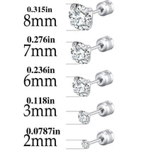 Load image into Gallery viewer, TOP 4 Color Titanium Steel Stud Earrings for Men Women CZ Zircon Screw Silver Black Rose Golden Earring Best Gift Jewelry