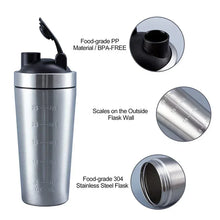Load image into Gallery viewer, Stainless Steel Protein Shaker Cup Portable Fitness Sports Mug Nutrition Shakers Cup Water Bottles Water Cup Portable Shakers