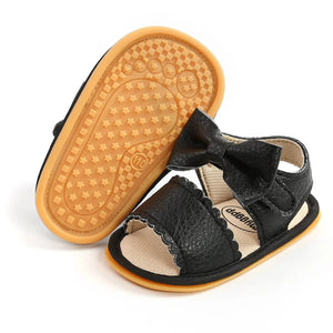 Meckior Summer Baby Sandals Anti-Slip Toddler Flats Bow Crib Shoes