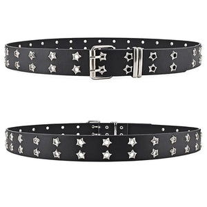 Y2K Star Eye Rivet Belt Goth Punk PU Leather Unisex