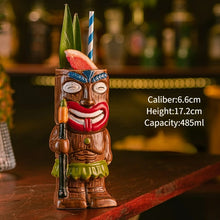 Load image into Gallery viewer, Hawaiian Style Brown Tiki Mug Creative Cocktail Mug Cup Zombie Ceramic Tiki Mug Drinkware Cup Mug For Tiki Bar Party