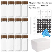 Load image into Gallery viewer, 13Pcs Glass Spice Jars with Bamboo Lids 4oz Glass Jars Spice Jar Set Seasoning Jars Organizer Storage Bottles for Spice Rack