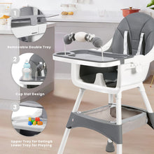 Load image into Gallery viewer, Baby High Chair, Portable Baby Dining Chairs Eat &amp; Play Convertible High Chair with Double-Layer Dinner Plate and Toy Rack