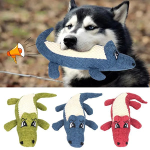 Interactive Alligator Dog Chew Toy - Cartoon Plush, Squeaky, Teeth Grinding Training Aid