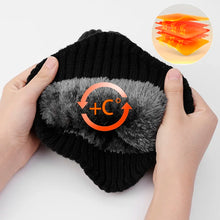 Load image into Gallery viewer, Outdoor Men Winter Knitted Hat Plush Warmth Peaked Cap Earmuff Casual Fashion Faux Fur Lined Bomber Hats Cycling Ear Protection