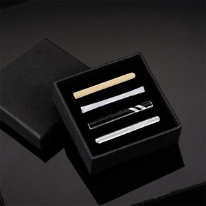 Minimalist Tie Clip & Cufflinks Set for Men - Business Party Gift Box, Luxury Fashion