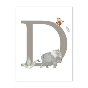Customized Baby Name Poster Jungle Animals Lion Zebra Elephant Canvas Painting Kis Bedroom Wall Art Print Pictures Nursery Decor