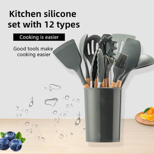 12-Pc Silicone Kitchen Utensils Set - Non-Stick Cooking Tools