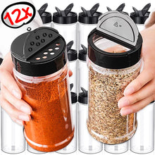 Load image into Gallery viewer, 1/12x Plastic Spice Jars with Shaker Lids Transparent Safety Plastic Bottles for Home Kitchen Storing Spices Seasoning Powders