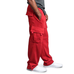 Men's Sweatpants Joggers - Straight Fit, Loose, Drawstring, Multi-Pocket for Sports & Streetwear