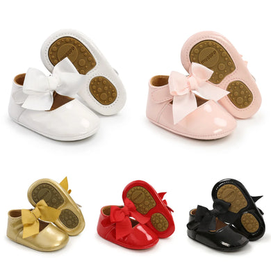 Baby Girl Bowknot Ballet Shoes - Soft Sole First Walker Toddler Crib Slippers