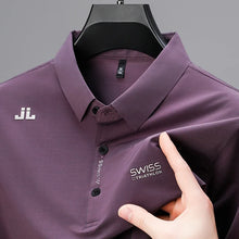 Load image into Gallery viewer, New Men's Business Casual Short Sleeved Shirt with Badge Solid Color Polo Shirt Fashionable Breathable Comfortable Versatile Top