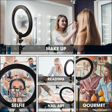 Load image into Gallery viewer, 10 inch LED Selfie Ring Light Dimmable Photography Fill Lamp with Mini tripod for Mobile Phone Live Video Photo Studio Ringlight