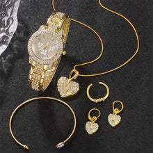 Load image into Gallery viewer, Gold Luxury Women&#39;s Watch &amp; Jewelry Set - Quartz, Rhinestone, Fashion Accessories