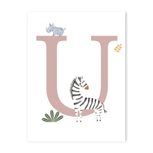Load image into Gallery viewer, Customized Baby Name Poster Jungle Animals Lion Zebra Elephant Canvas Painting Kis Bedroom Wall Art Print Pictures Nursery Decor