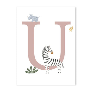 Customized Baby Name Poster Jungle Animals Lion Zebra Elephant Canvas Painting Kis Bedroom Wall Art Print Pictures Nursery Decor