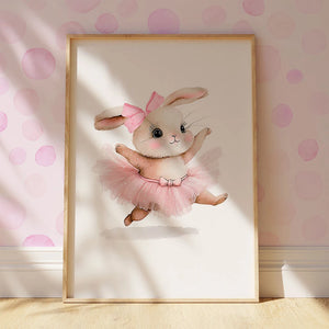 3pcs Cute Ballerina Bunny Ballet Canvas Posters Woodland Animal Print Painting Girls Room Decor Rabbit Wall Art Nursery Decor