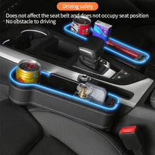 Load image into Gallery viewer, New Car Crevice Storage Box with 2 USB Charger Colorful LED Seat Gap Slit Pocket Seat Organizer Card Phone Bottle Cups Holder