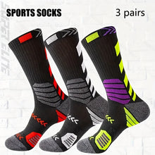 Load image into Gallery viewer, 3Pairs Sport Running Socks Athletic Breathable Mesh Thick Compression Basketball Socks Sweat Absorb Professional Cycling Socks