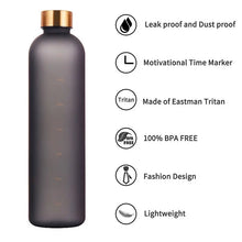 Load image into Gallery viewer, 1L Motivational Water Bottle | BPA-Free, Leakproof, Frosted Plastic for Sports &amp; Travel