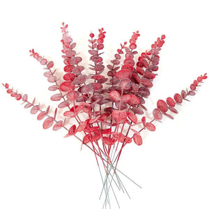 10PCS Gold Eucalyptus Artificial Plants - DIY Christmas Bouquet Decorations