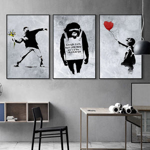 Banksy Street Graffiti Decorative Canvas Painting Art Poster Abstract Figure Mural Room Wall Decoration Prints