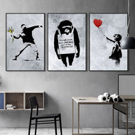 Banksy Street Graffiti Decorative Canvas Painting Art Poster Abstract Figure Mural Room Wall Decoration Prints