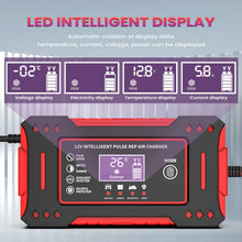 Load image into Gallery viewer, Charger Car and Motorcycle Battery Charging Unit Lead-Acid Battery Repair LCD Display 6A 12V Intelligent Car Battery