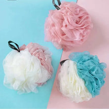 Load image into Gallery viewer, 3 Large Bath Balls Color Blocking Bubble Net Soft Scrubbing Bath Flower