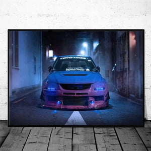Cool Sports Car Graffiti Art - Abstract Canvas Poster for Boy's Room Decor