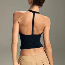 Load image into Gallery viewer, Women's Summer V-Neck Yoga Sports Vest Hanging Back Neck Design Outdoor Running Training Gathered Fit Active Wear Top