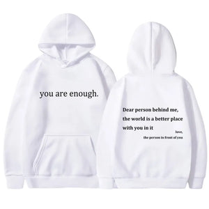 YOU ARE ENOUGH Hoodie Men's Casual Fleece Pullover Streetwear Sweatshirt