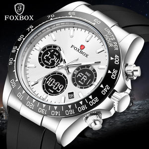 LIGE Fashion Military Watch for Men, Foxbox Brand, Silicone Band, Luminous, Waterproof