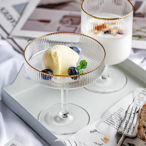 2pcs Gold Rim Glass! Ice Cream, Yogurt, Dessert