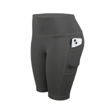 Load image into Gallery viewer, CHRLEISURE Women Solid Yoga Shorts with 3 Pockets High Waist Butt Lifting Workout Tights Gym Elastic Cycling Shorts Activewear