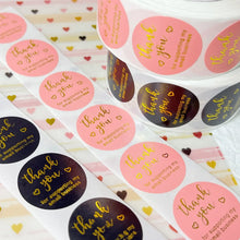 Load image into Gallery viewer, 500Pcs/Roll Gilding Thank You Stickers Pink/Black 2.5cm Small Business Labels