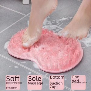 Multi-functional Foot and Back Scrubber Bath Brush with Massage Pad and Anti-slip Design